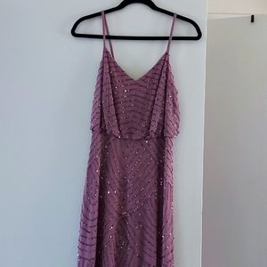 Adrianna Papell Long Lavender Blouson Formal Dress Size 6